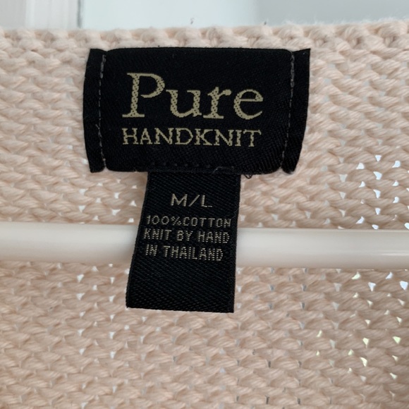 Hand knit 100% cotton by Pure. Size M/L. Off white with big & small wood buttons - Picture 2 of 7